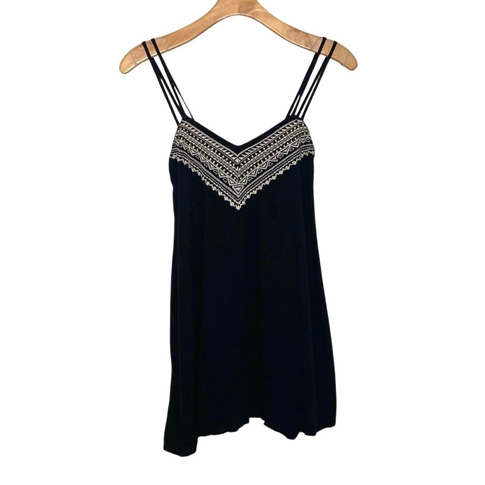 American Eagle Outfitters embroidered black boho mini dress size small